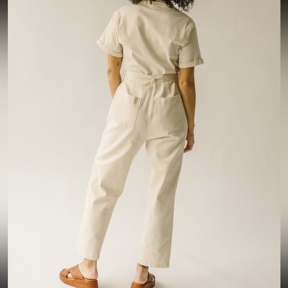 Piper and Scoot Fleming Tie Denim Jumpsuit in Natural Size Medium - Picture 2 of 2